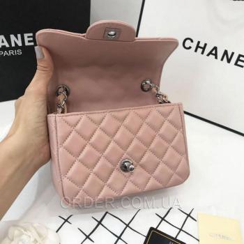 Женская сумка Chanel Mini Flap Pink (8140) реплика
