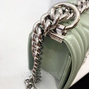 Женская сумка Chanel Chevron Boy Mint Bag (9799) реплика