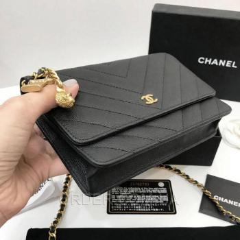 Женская сумка Chanel WOC Chevron Caviar (9773) реплика