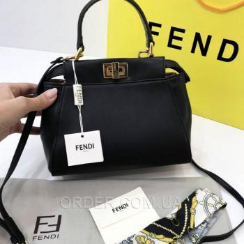 Женская сумка Fendi Peekaboo Medium Satchel Black (2655) реплика