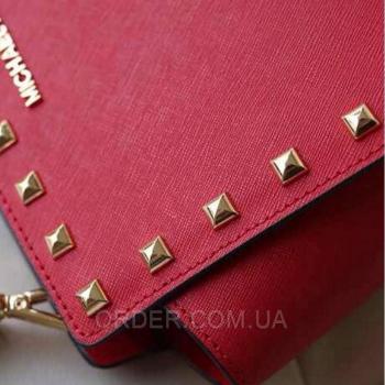 Женская сумка Michael Kors Medium Selma Studded Messenger Red (5157) реплика