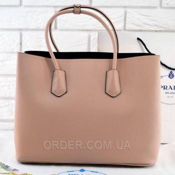 Женская сумка Prada Cuir Double Bag Biege (6932) реплика