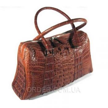 Женская сумка из кожи крокодила River (BMT 706 Cognac)