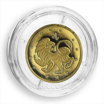 Золотая монета знака зодиака Лев
