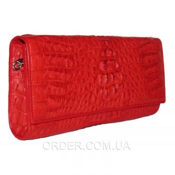 Женская сумка-клатч из кожи крокодила (FCM 215 Fire red)