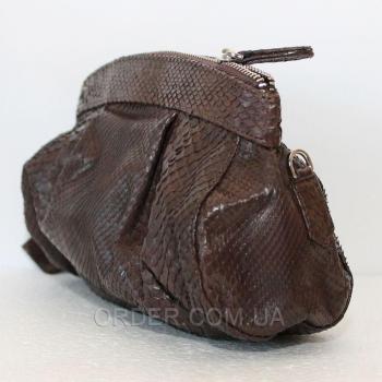 Женская сумочка/косметичка из кожи питона (PTSB 102 Brown)