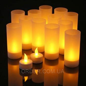Светодиодные led свечи чайные с аккумулятором (набор 12 шт.)