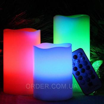 Светодиодные led свечи меняющие цвет с пультом управления набор (набор 3 шт.)
