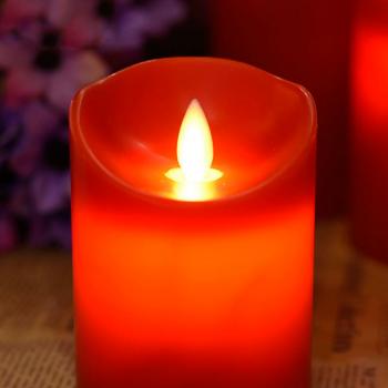 Светодиодные свечи с имитацией пламени и пультом ДУ, Red (набор 3 шт.)