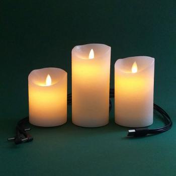 Светодиодные свечи с имитацией пламени и встроенным аккумулятором (набор 3 шт.)