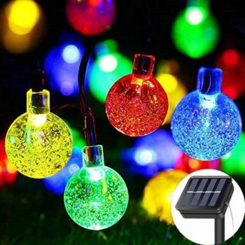 Светодиодная гирлянда уличная Crystal Ball 100 LED на солнечной батарее  (10 метров) цветная