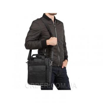 Черный кожаный мессенджер Tiding Bag (M38-8861A)