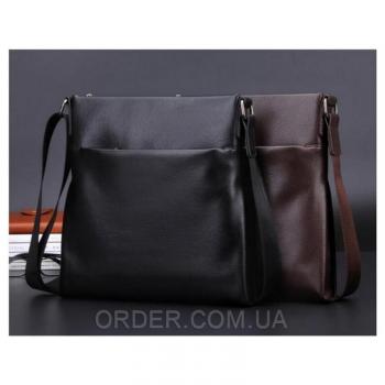 Черный кожаный мессенджер Tiding Bag (A25-8850A)